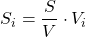 \[S_i = \frac{S}{V} \cdot V_i\]