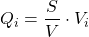 \[Q_i=\frac{S}{V} \cdot V_i\]