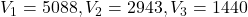 V_1=5088, V_2=2943, V_3=1440